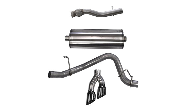 Corsa Sport Cat-Back Exhaust System - 3 in Diameter - Single Side Exit - Dual 4 in Black Tips - GM LS-Series - GM Fullsize SUV 2015-19