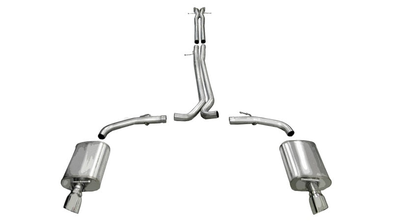 Corsa Sport Cat-Back Exhaust System - 2-1/2 in Diameter - 4 in Tips - Ford V6 - SHO - Ford Midsize Car 2010-14