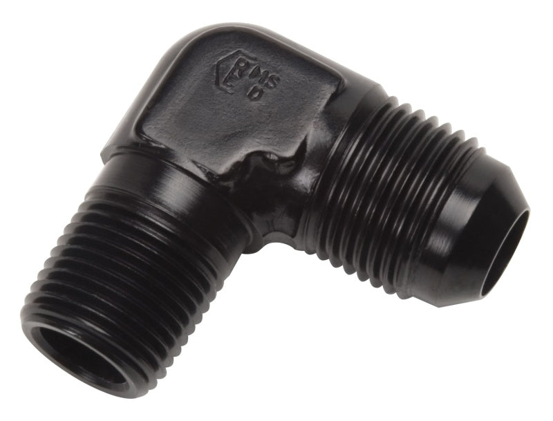 Russell Adapter Fitting 45 Degree 8 AN Male to 1/2" NPT Male Aluminum - Black Anodize