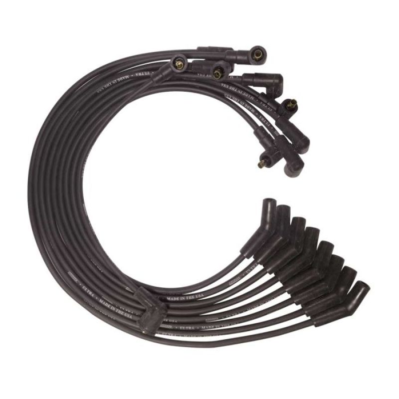 Moroso Ultra Spiral Core 8 mm Spark Plug Wire Set - Black - 135 Degree Plug Boots - Socket Style - Big Block Ford