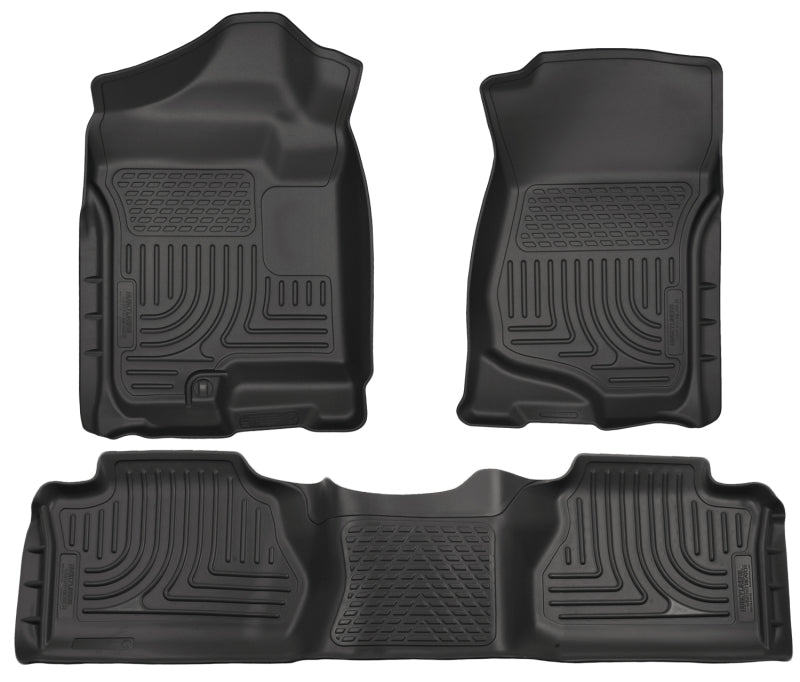 Husky Liners Weatherbeater Front / 2nd Row Floor Liner - Black - Extended Cab - GM Fullsize Truck 2007-13