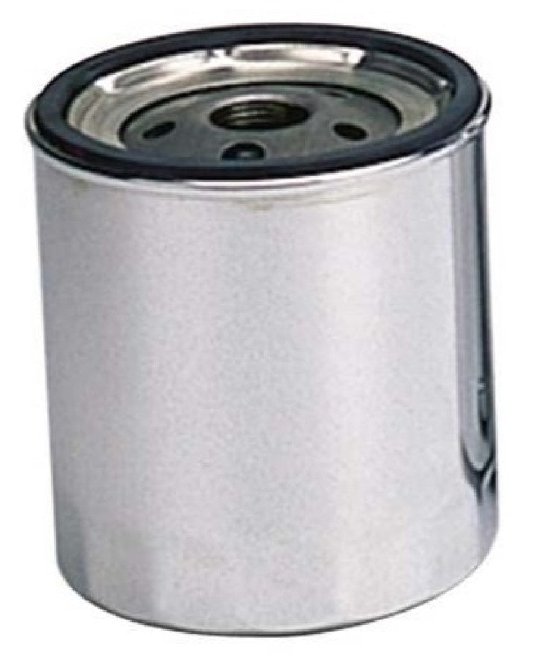 Moroso Screw-On Canister Oil Filter - 4.281 in Tall - 13/16-16 in Thread - Chrome - Chevy Short Type