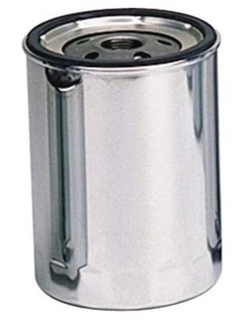 Moroso Screw-On Canister Oil Filter - 5.250 in Tall - 13/16-16 in Thread - Chrome - Chevy Long Type