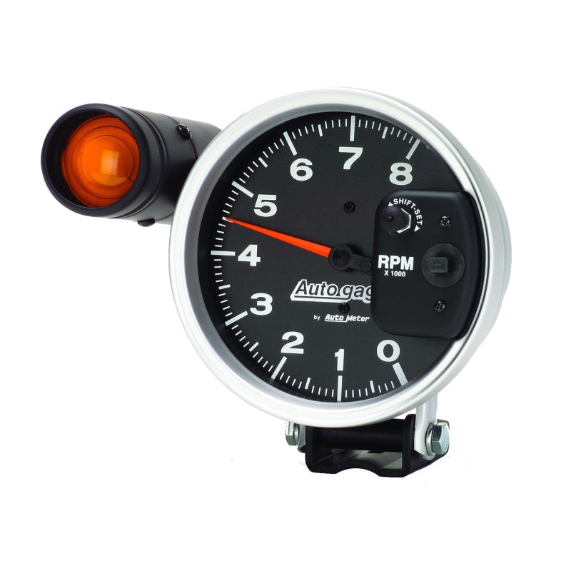 Auto Meter Auto Gage 8000 RPM Tachometer - Electric - Analog - 5 in Diameter - Pedestal Mount - Shift Light - Black Face