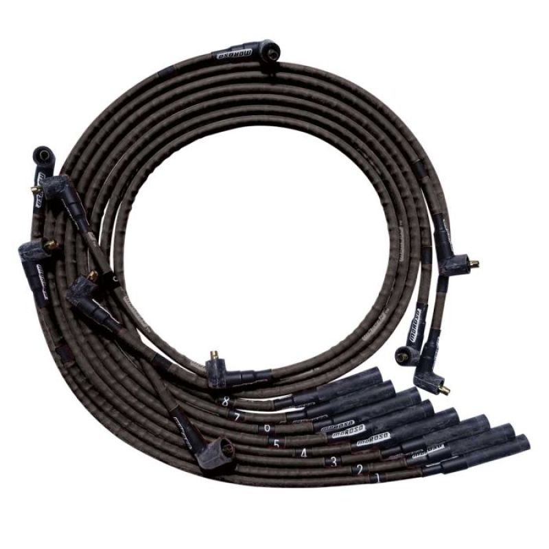 Moroso Ultra Spiral Core 8 mm Spark Plug Wire Set - Sleeved - Black - Straight Plug Boots - Socket Style - Mopar B / RB-Series