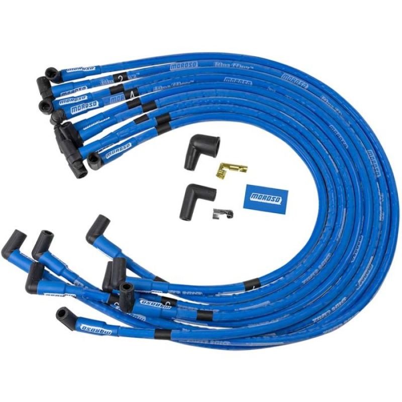 Moroso Blue Max Spiral Core Race Wire Set - BB Chevy - Configuration: Under Headers; Plug Terminals: 90; Dist - Terminals: HEI