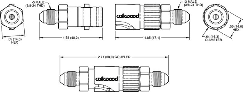 Wilwood No-Bleed Quick Disconnect Fitting Kit -03 AN Male inlets