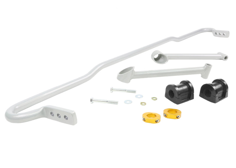 Whiteline Performance Sway Bar - 3 Point Adjustable - Rear - 24 mm Diameter - Steel - Silver Powder Coat