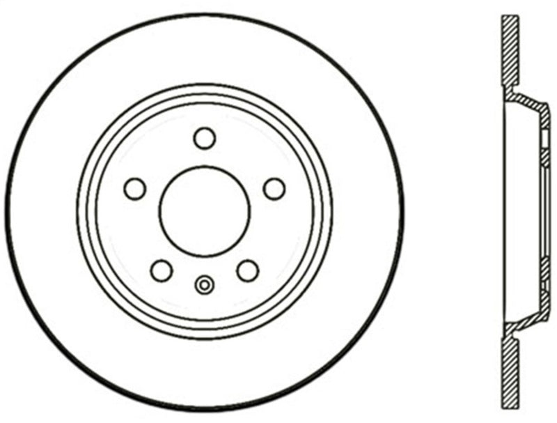 StopTech Sport Cryo Brake Rotor - Rear - Left Side - Drilled - 300 mm OD - 12 mm Thick - Iron - Black Paint - Various Audi Applications 2008-18