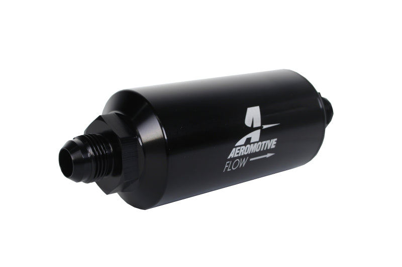 Aeromotive In-Line 10 Micron Fuel Filter - Microglass Element - 8 AN Male Inlet - 8 AN Male Outlet - Black Anodized