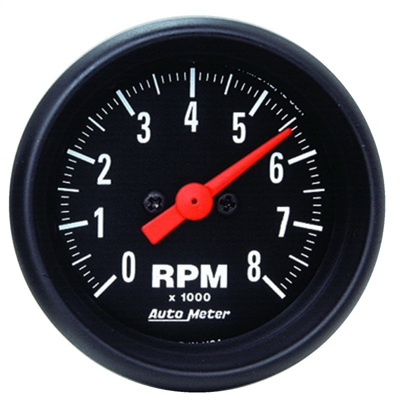 Auto Meter Z-Series 8000 RPM Tachometer - Electric - Analog - 2-1/16 in Diameter - Dash Mount - Black Face