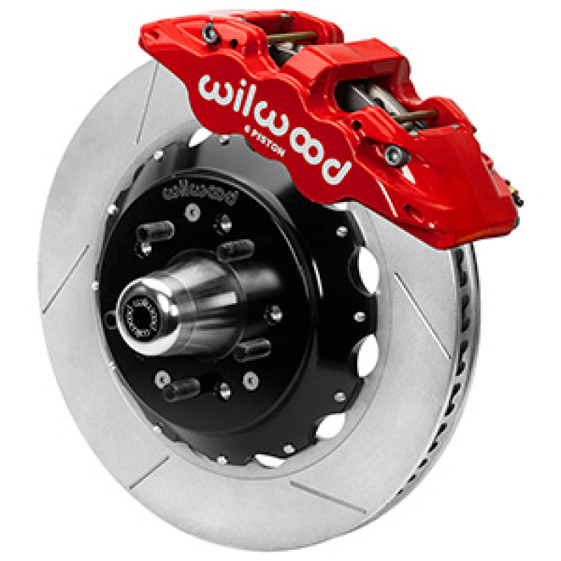 Wilwood AERO6 Big Brake Front Brake System - 6 Piston Caliper - 14.00 in Slotted Iron Rotor - Offset - Stainless - Red - GM G-Body 1980-87