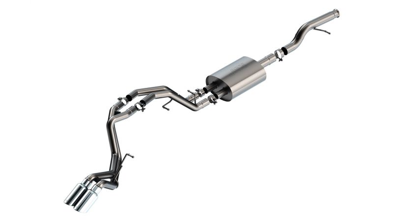 Borla S-Type Cat-Back Exhaust System - 3 in Diameter - Single Rear Exit - Dual 4 in Polished Tips - Stainless - GM Fullsize SUV 2021-22