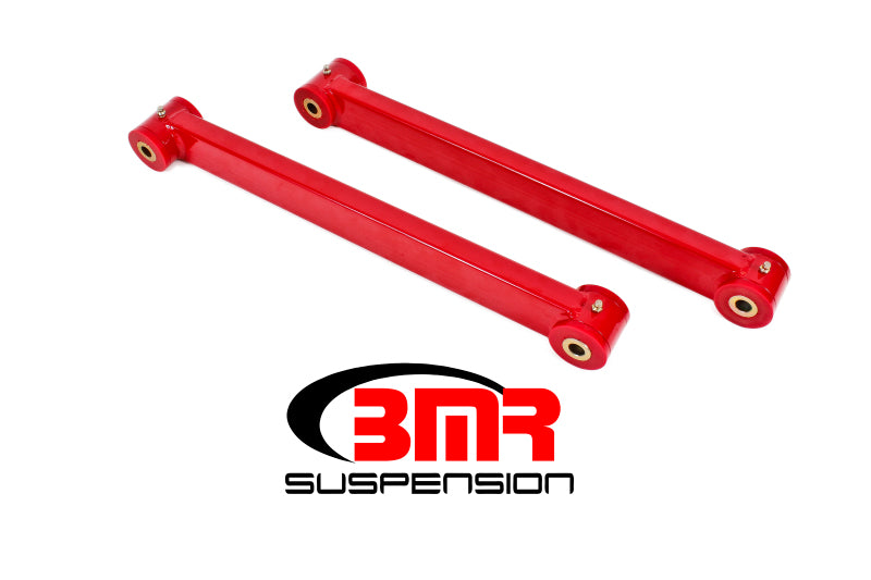 BMR Suspension Tubular Lower Boxed Trailing Arm - Polyurethane Bushings - Red Powder Coat - Ford Mustang 2005-14 - Pair