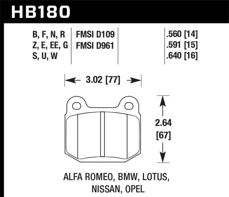 Hawk Performance HPS Compound Brake Pads High Torque Front Various Applications - Set of 4