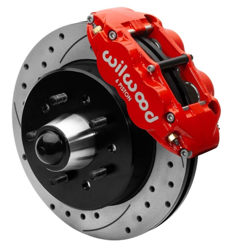 Wilwood Narrow Superlite Brake System - Drilled/Slotted - Front - 6 Piston Caliper - 12.19" Rotor - Aluminum - Red Powder Coat