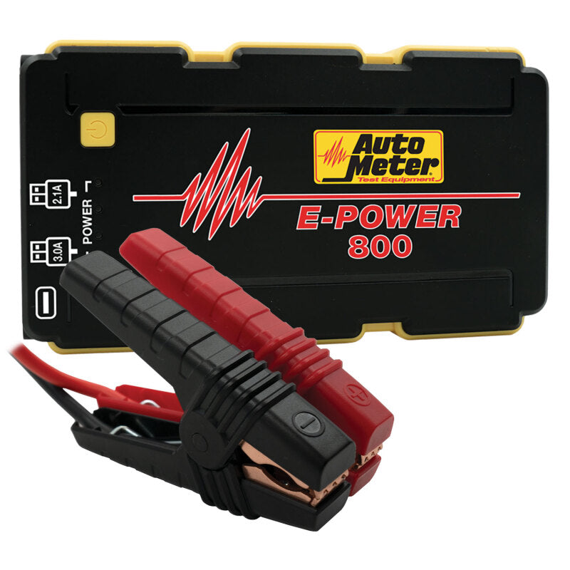 Auto Meter E-Power 800 Portable Battery - Jump Starter - 800 Amp 14.8 Volt - 2 Ft. . Clamp-On Cables Included - LED Charge Indicator/Light