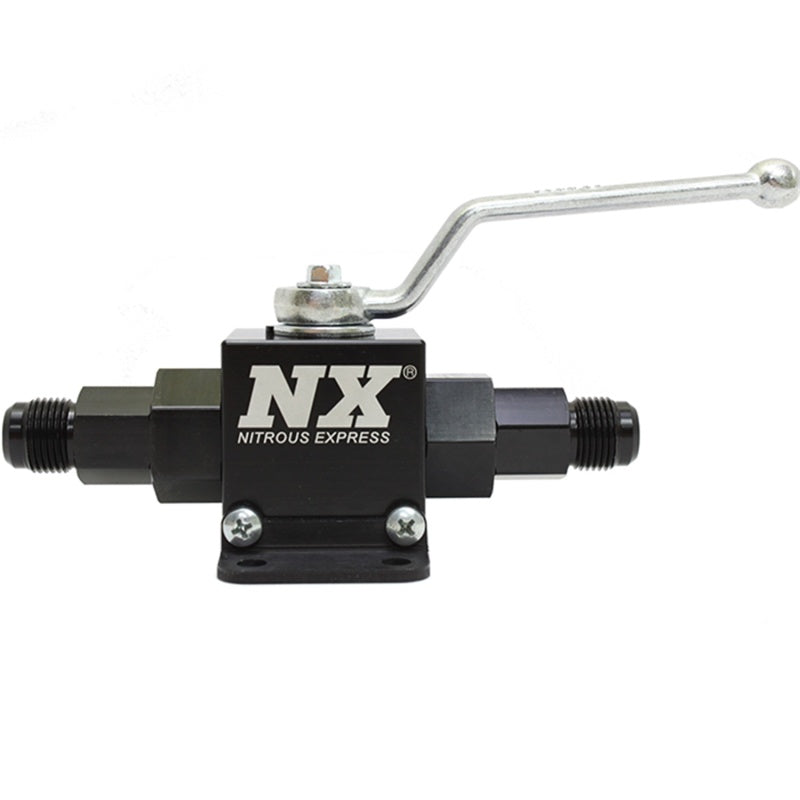 Nitrous Express Shutoff Valve - Manual - 6 AN Male Inlet - 6 AN Male Outlet - Billet Aluminum - Black