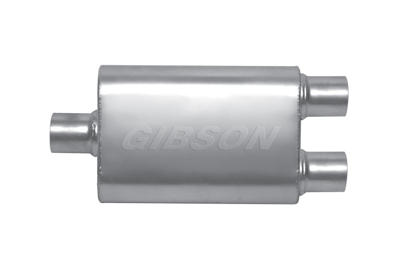 Gibson MWA Muffler - 3" Center Inlet - Dual 2-1/2 Outlets - 14 x 9 x 4" Oval Body - 20" Long - Stainless - Natural - Universal