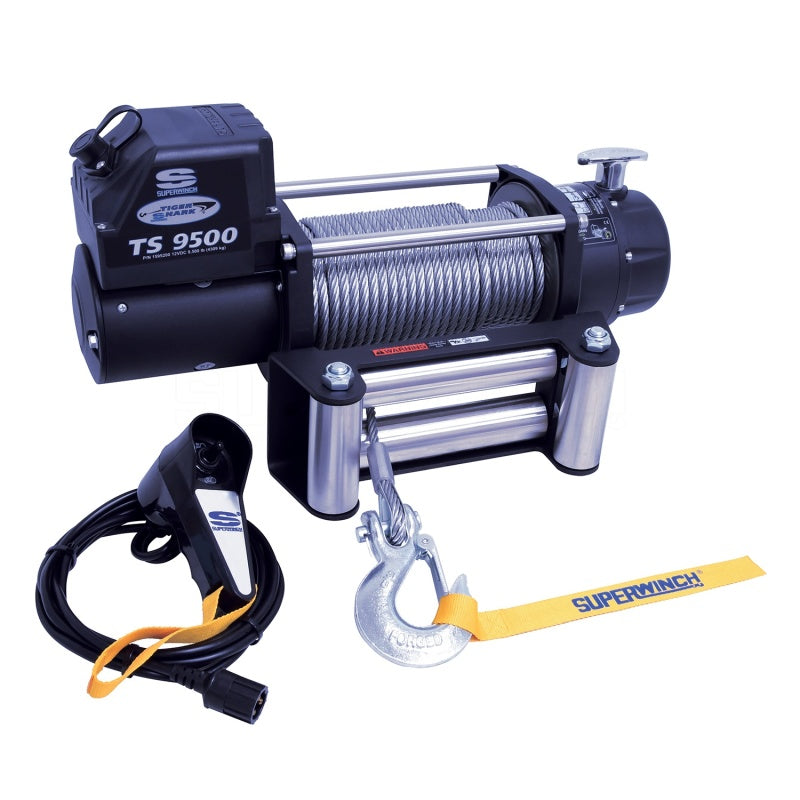 Superwinch Tiger Shark 9500 Winch - 9500 lb. Capacity - Roller Fairlead - 12 Ft. Remote - 21/64" x 95 Ft. Steel Rope - 12V