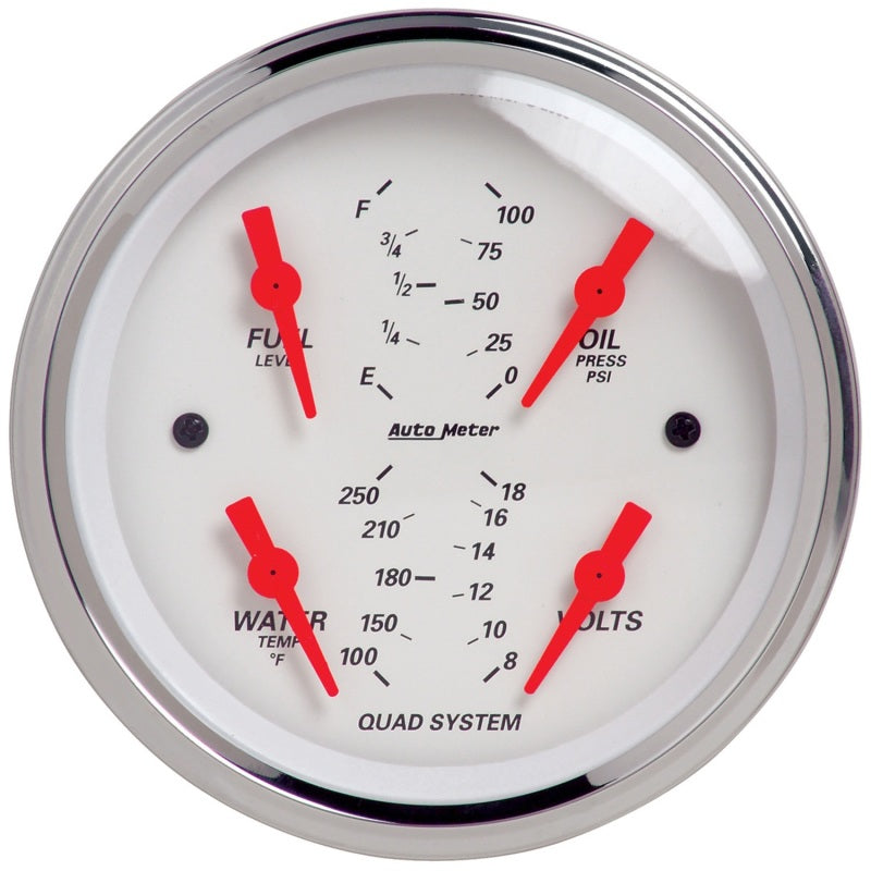 Auto Meter Arctic White Quad Gauge - 3-5/8 in.