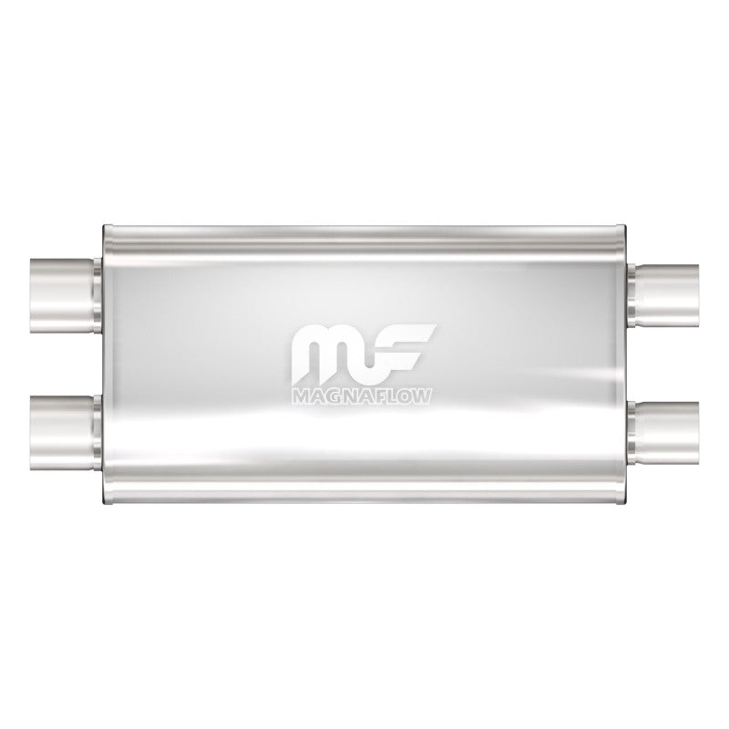 Magnaflow Muffler - 3 in Dual Inlet - 3 in Dual Outlet - 22 x 11 x 5 in Oval Body - 28 in Long - Stainless - Satin