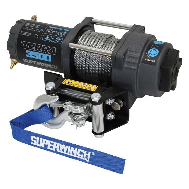 Superwinch Terra Winch - 3500 lb Capacity - Roller Fairlead - 10 ft Remote - 7/32 in x 32 ft Steel Rope - 12V