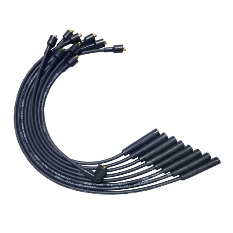 Moroso Ultra Spiral Core 8 mm Spark Plug Wire Set - Black - Straight Plug Boots - Socket Style - Small Block Mopar