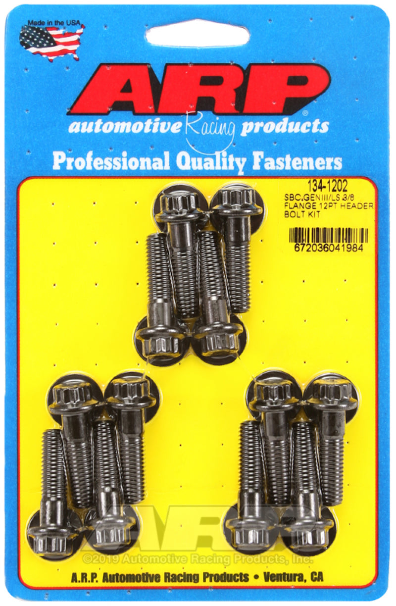 ARP Header Bolt - 8 mm x 1.25 Thread - 1.181 in Long - 12 Point Head - Chromoly - Black Oxide - GM LS-Series - Set of 12