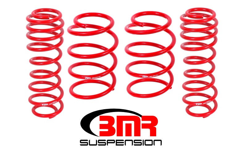 BMR Suspension Suspension Spring Kit - 1-1/2 in Lowering - 4 Coil Springs - Red Powder Coat - Ford Mustang 2005-14 SP009R