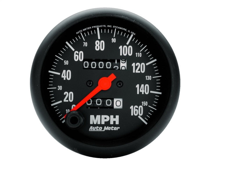 Auto Meter Z-Series 160 MPH Speedometer - Mechanical - Analog - 3-3/8 in Diameter - Black Face