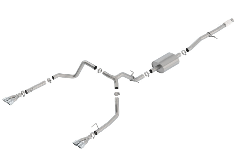 Borla S-Type Cat-Back Exhaust System - 3 in Diameter - Dual Rear Exit - Quad 3.5 x 3.28 in Oval Polished Tips - GM LS-Series - GM Fullsize Truck 2019-21