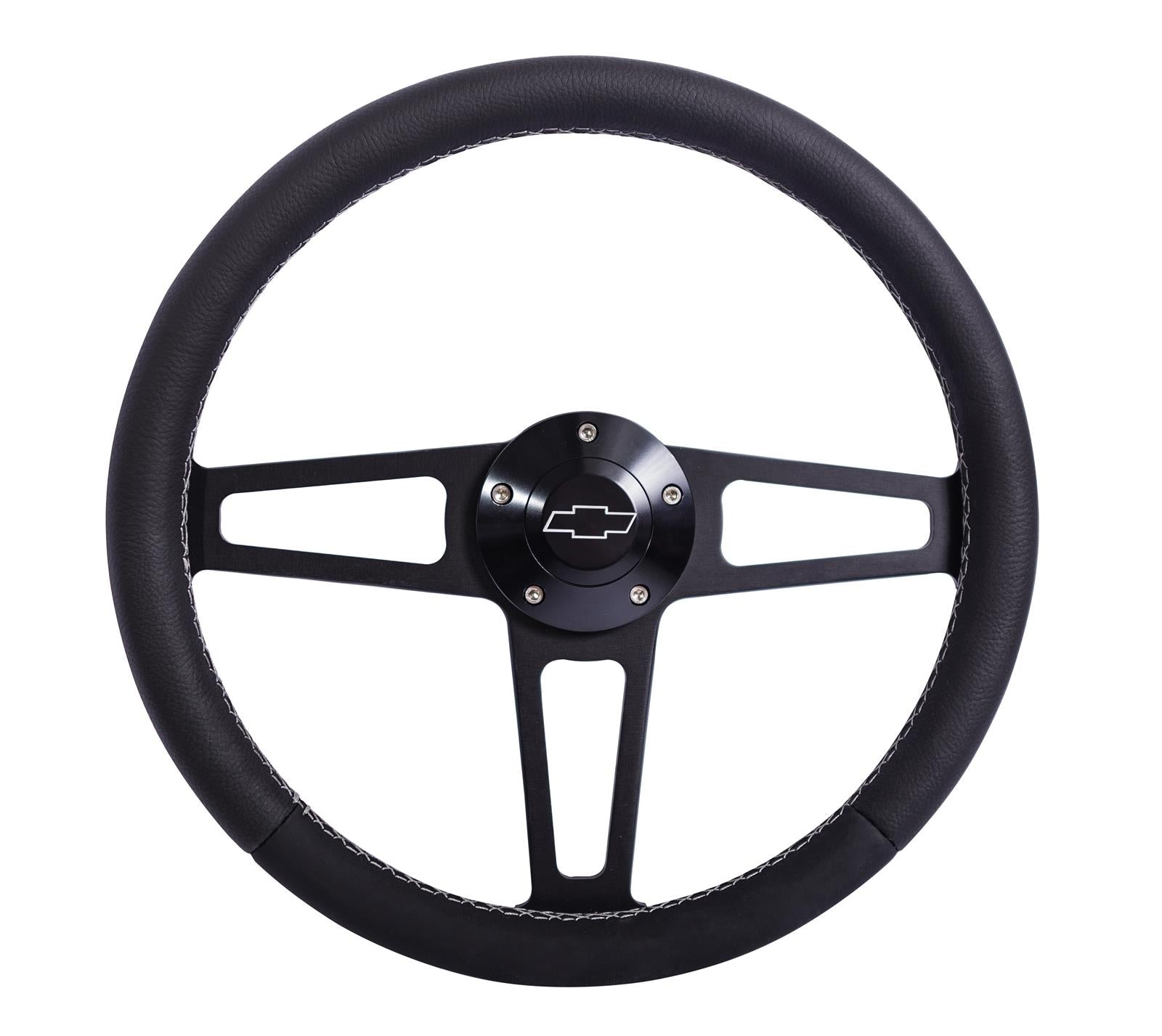 Grant T Series Steering Wheel - 13 in Diameter - Flat - Black Leather Grip - Black - GM SUV / Truck / Van 1974-94