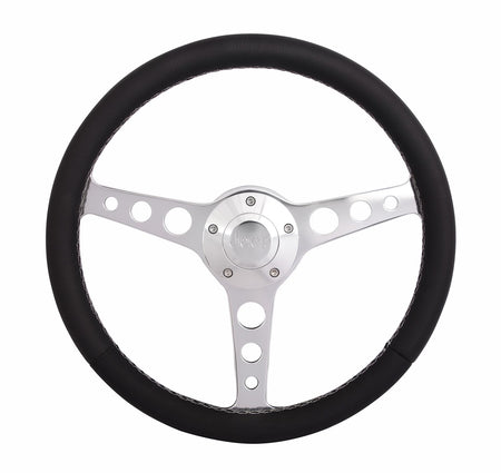 Grant Classic Series Steering Wheel - 13.75 in Diameter - Flat - Black Leather Grip - Polished 1924