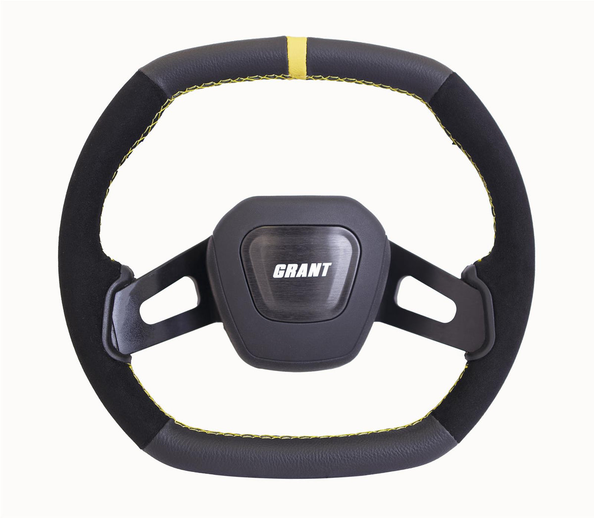 Grant Performance Series Steering Wheel - 13.7 x 12.7 in Diameter - 1 in Dish - Black Leather / Suede Grip - Black 684