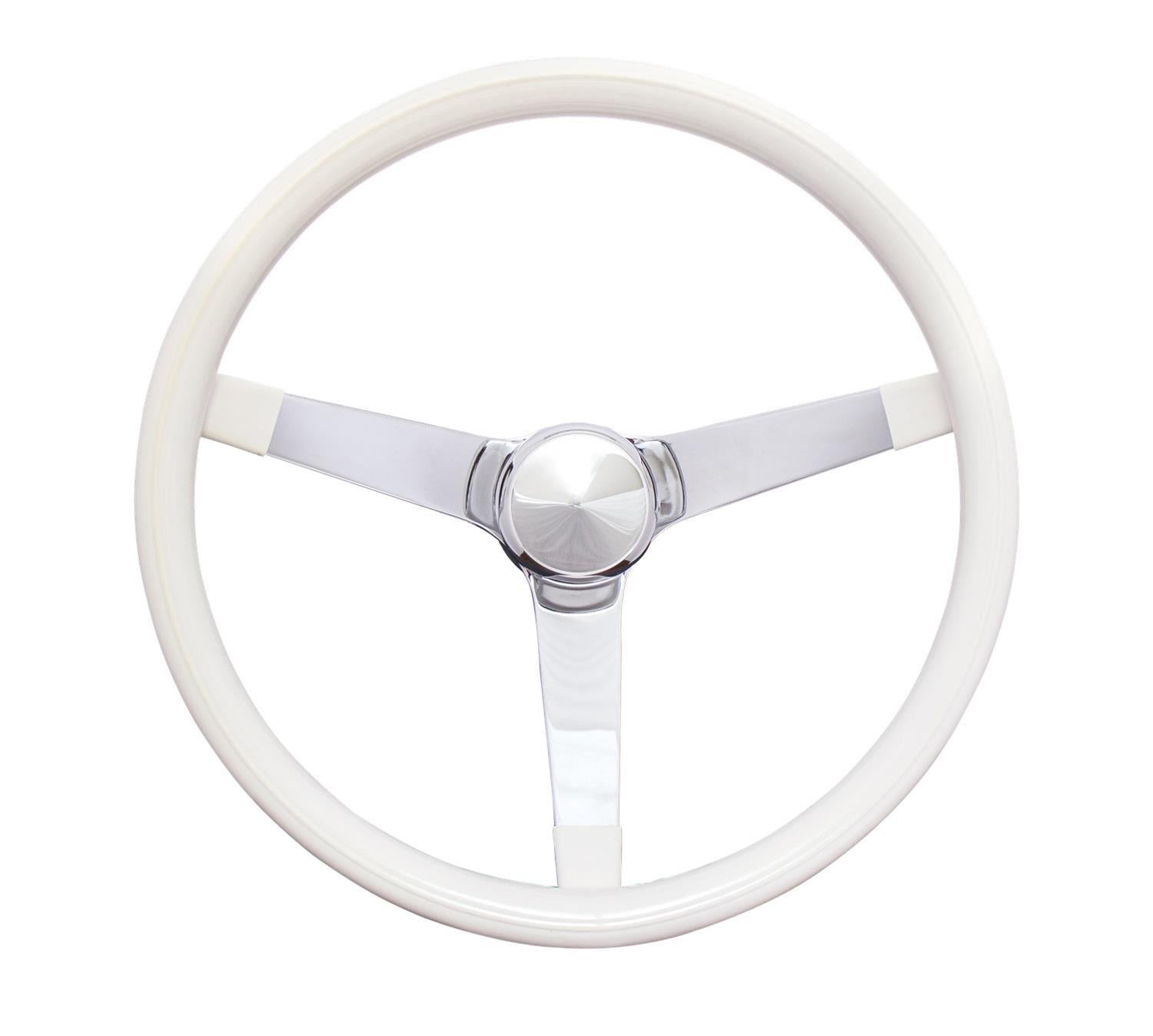 Grant Classic Series Steering Wheel 13.5 in Diameter - 3.5 in Dish - Chrome - White Foam Grip