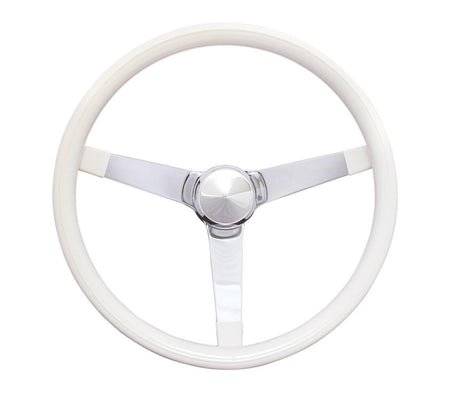 Grant Classic Series Steering Wheel 13.5 in Diameter - 3.5 in Dish - Chrome - White Foam Grip