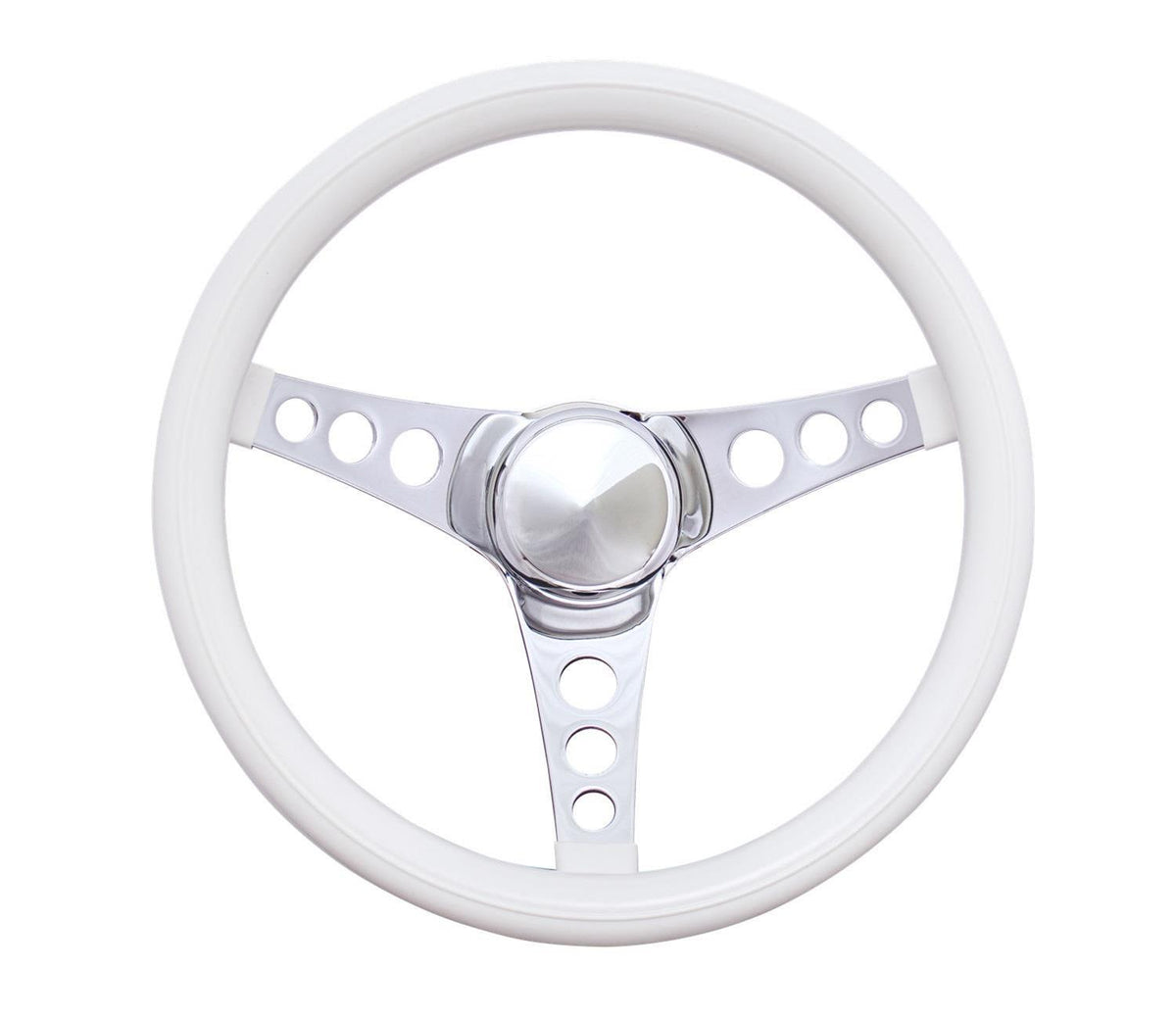 Grant Classic Series Steering Wheel 13.5 in Diameter - 2 in Dish - Chrome - White Foam Grip