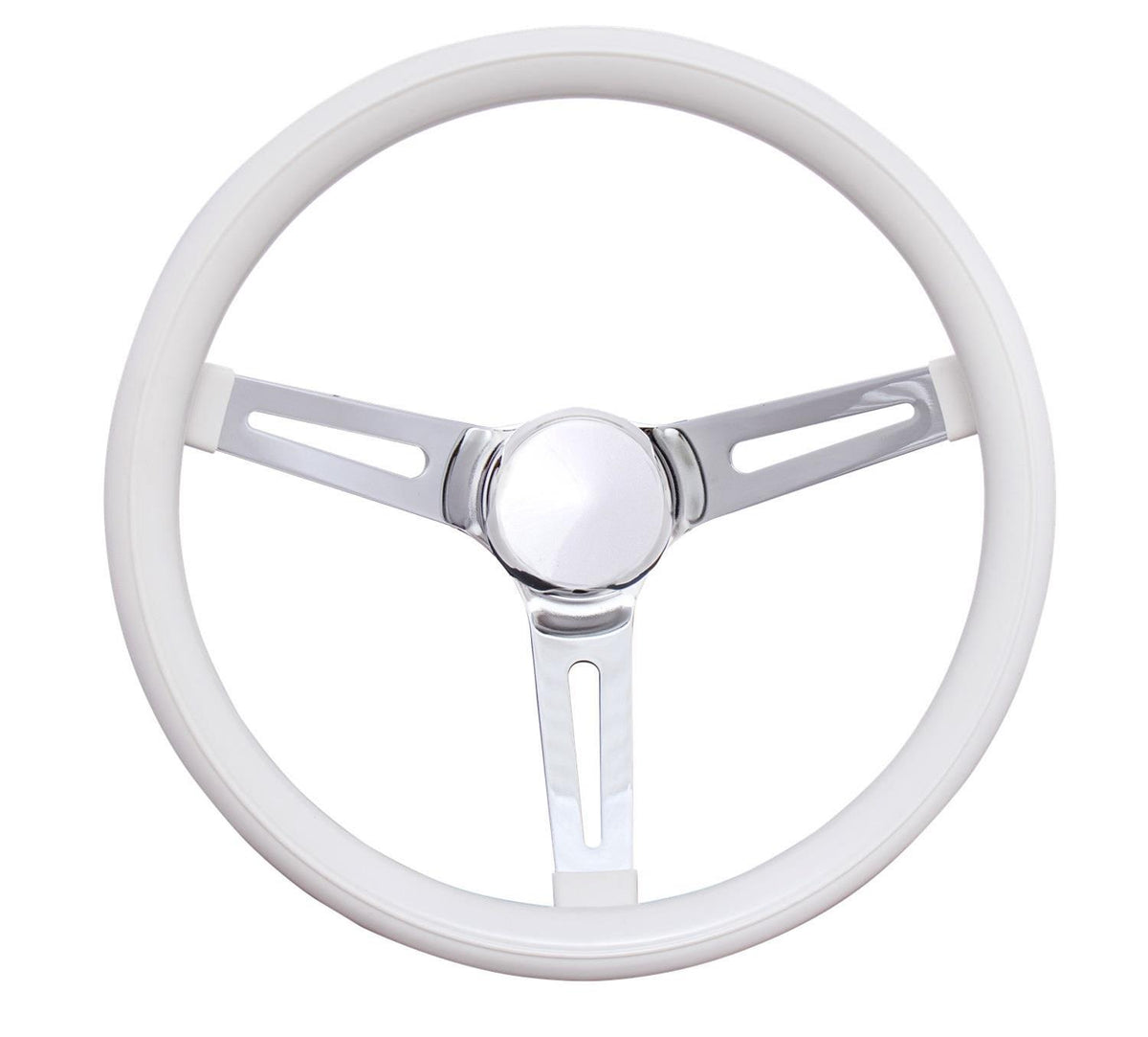 Grant Classic Series Steering Wheel 13.5 in Diameter - 3.5 in Dish - Chrome - White Foam Grip