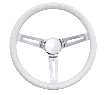 Grant Classic Series Steering Wheel 13.5 in Diameter - 3.5 in Dish - Chrome - White Foam Grip