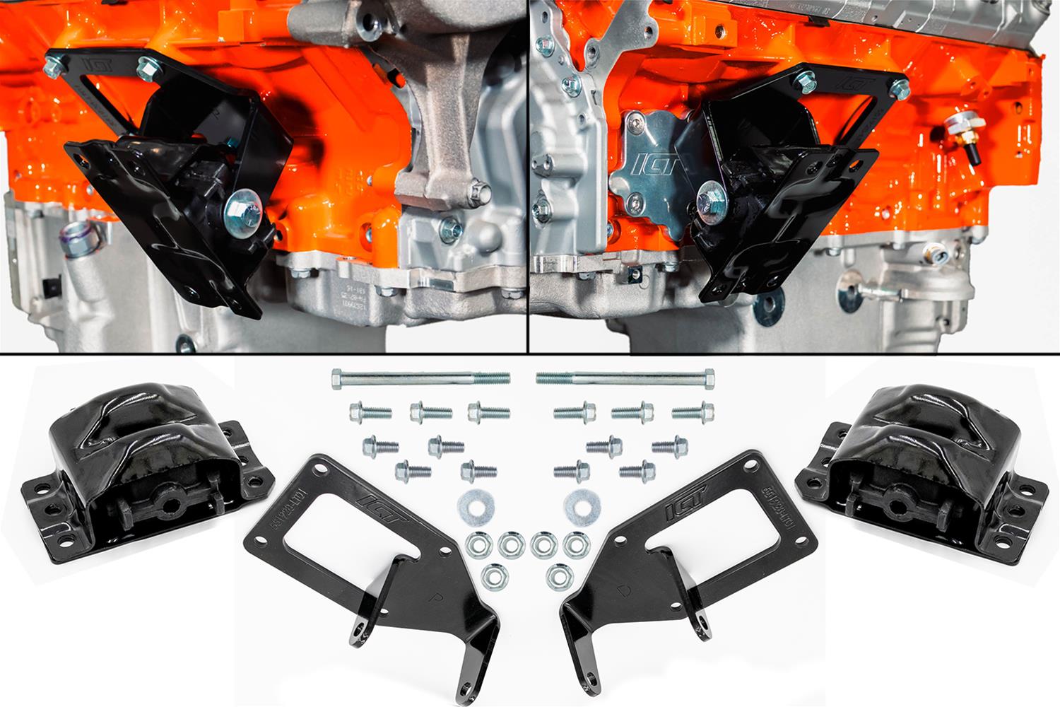 ICT Billet Motor Mount Kit - Black - GM LT-Series - GM F-Body 1982-92
