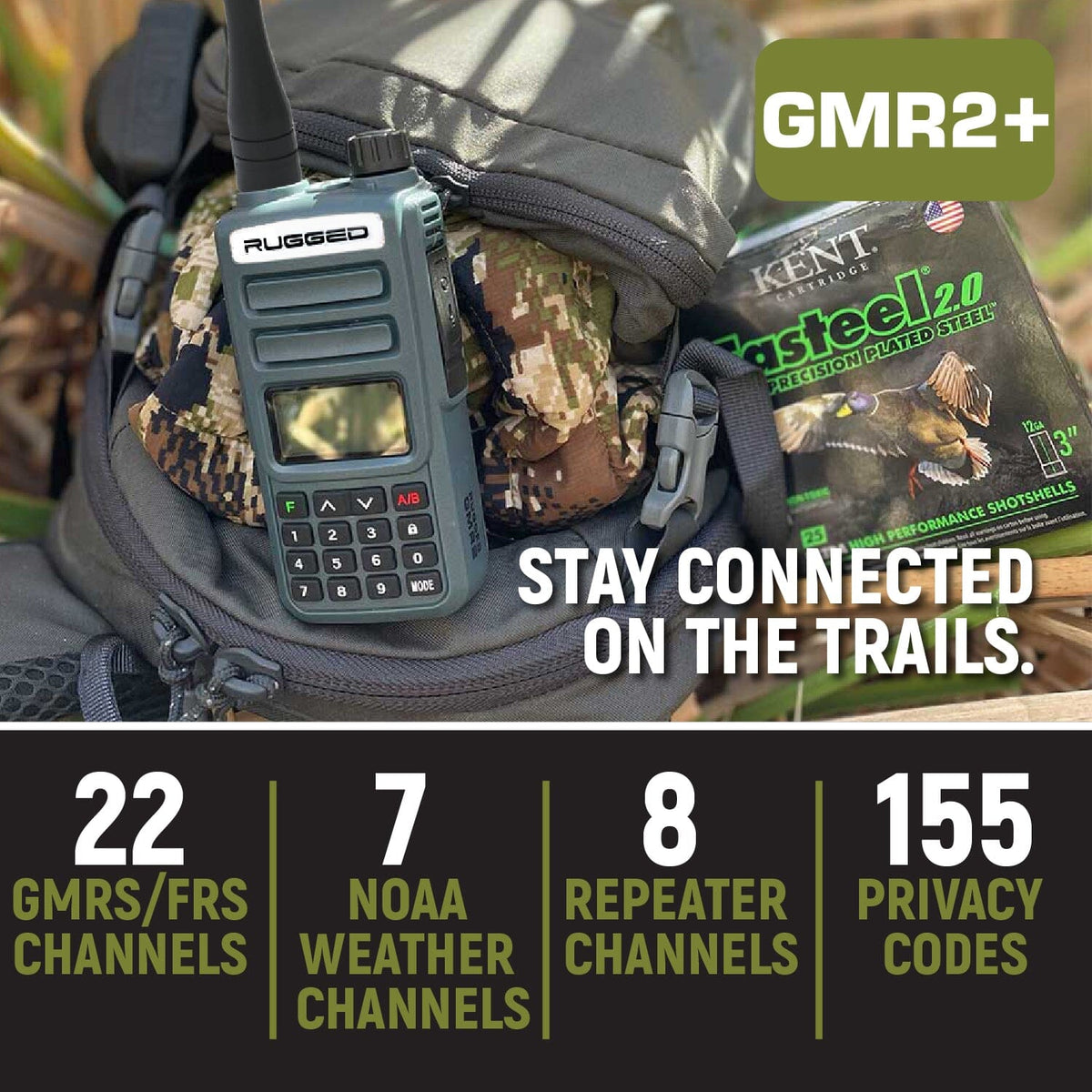 Rugged Radios GMR2 PLUS  Adventure Pack - GMR2 PLUS - GMRS & FRS Two Way Handheld Radios /w Accessories - Safety Yellow RUGGED-ADVENTURE-PACK-HV