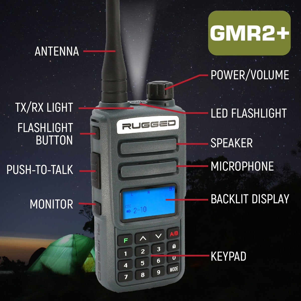 Rugged Radios GMR2 PLUS  Adventure Pack - GMR2 PLUS - GMRS & FRS Two Way Handheld Radios /w Accessories - Safety Yellow RUGGED-ADVENTURE-PACK-HV