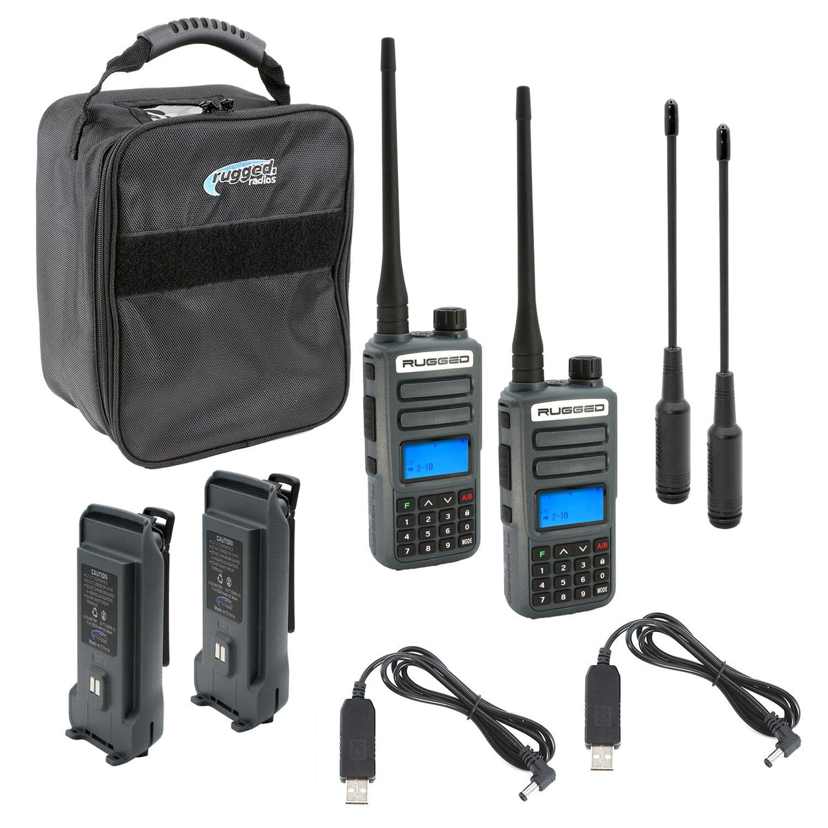 Rugged Radios GMR2 PLUS  Adventure Pack - GMR2 PLUS - GMRS & FRS Two Way Handheld Radios /w Accessories - Safety Yellow RUGGED-ADVENTURE-PACK-HV
