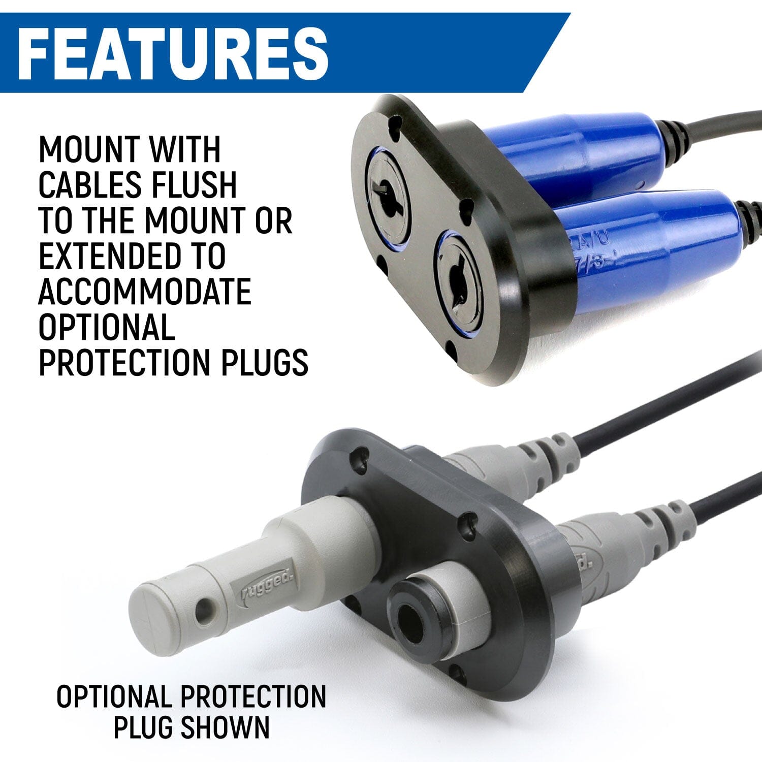Rugged Radios Dual Headset / Helmet Jack Flush Mount - Offroad JM-D-F
