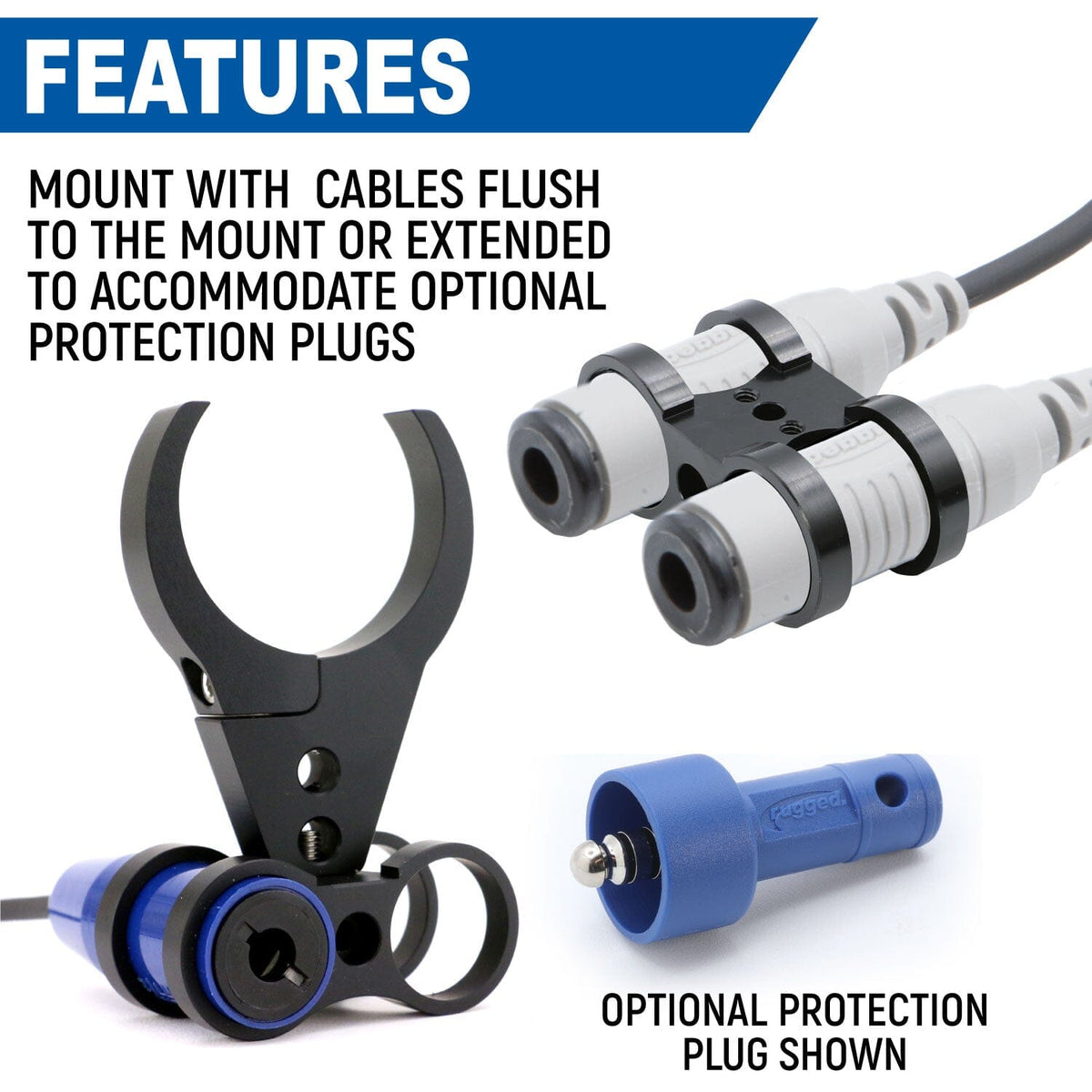 Rugged Radios Dual Headset or Helmet Jack - Bar Mount - Offroad JM-D-B