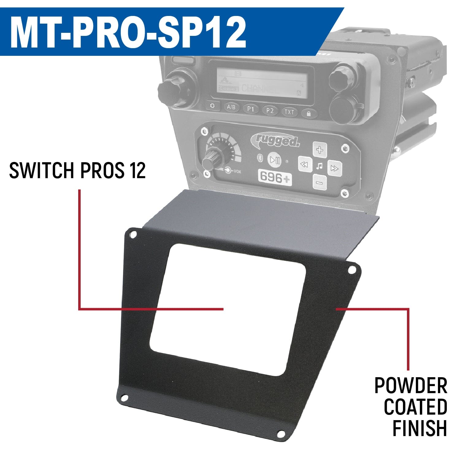 Rugged Radios Lower Accessory Panel for Polaris RZR PRO XP RZR Turbo R and RZR PRO R Dash Mount Radio and Intercom - Rockford Fosgate MT-PRO-ROCK