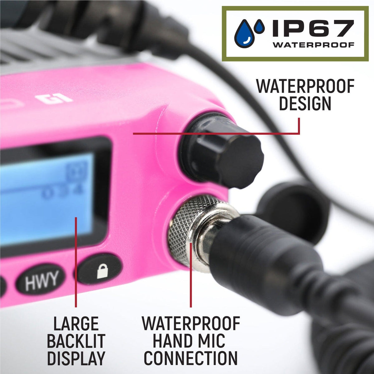 Rugged Radios Pink Rugged Radios G1 ADVENTURE SERIES Waterproof GMRS Mobile Radio Kit /w Antenna RK-G1-PINK