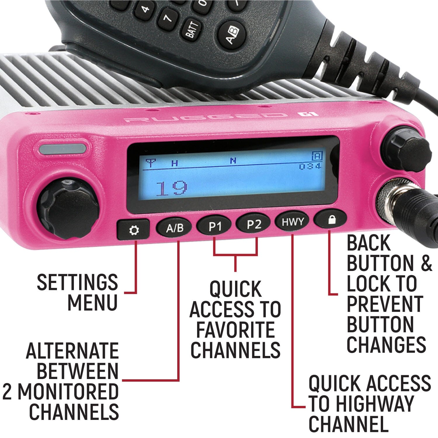 Rugged Radios Pink Rugged Radios G1 ADVENTURE SERIES Waterproof GMRS Mobile Radio Kit /w Antenna RK-G1-PINK