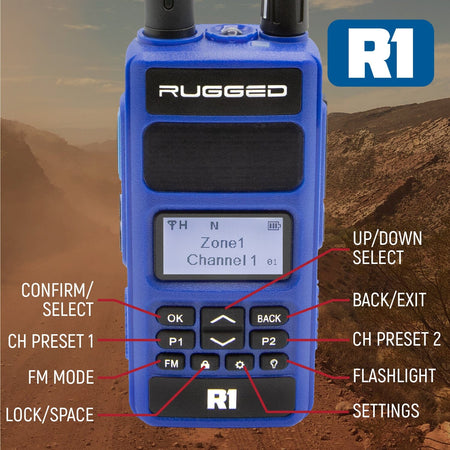 Rugged Radios R1 Business Band Two Way Handheld Radio - Digital & Analog - Safety Yellow R1-HV